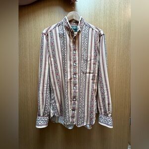 Gitman Bros alpine print tan button up men’s shirt.